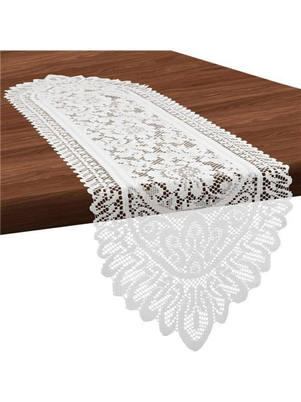 White lace table runner crochet vintage dresser scarf doily desk cover home deco